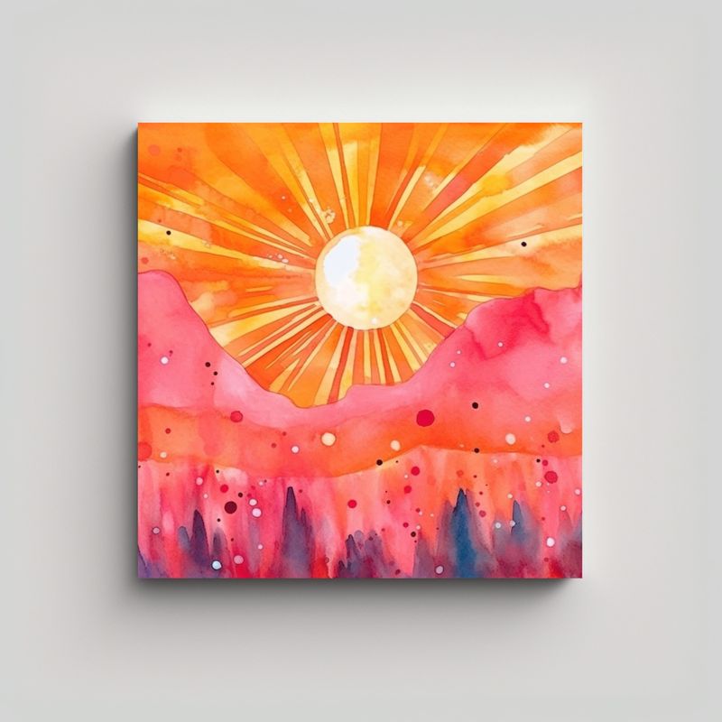 GENERICO - Pintura Decorativa Con Sol Naranja Calidos Poder 60x60 Cm