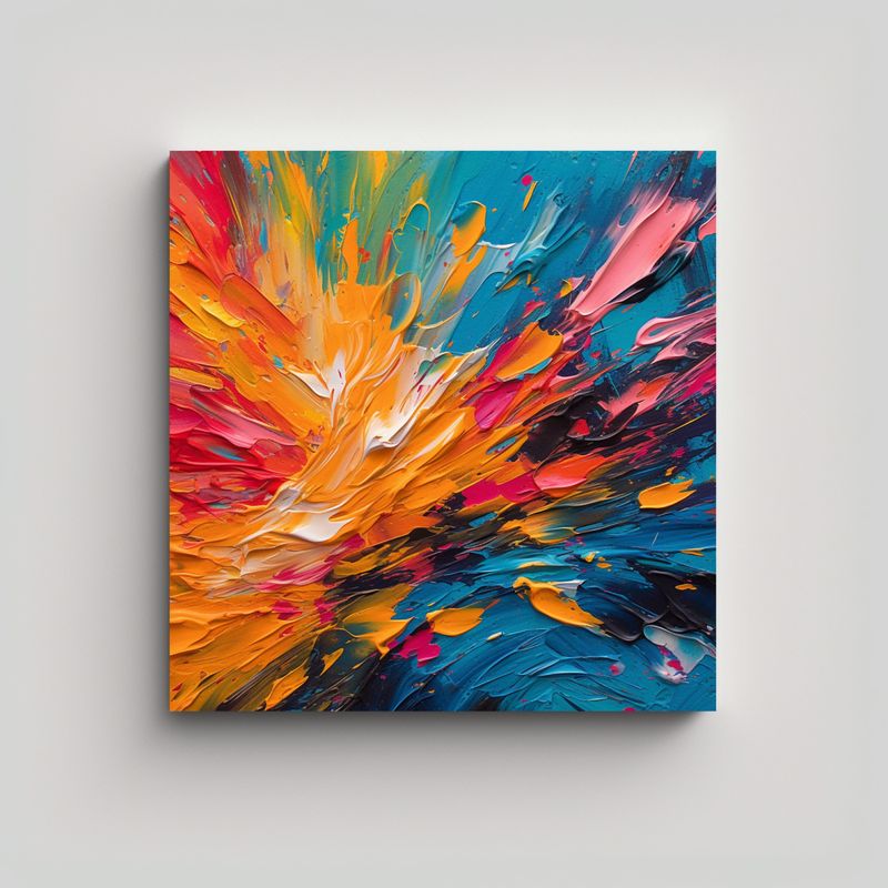 GENERICO - Pintura Abstracta De Trazos Intensos En Lienzo 80x80 Cm