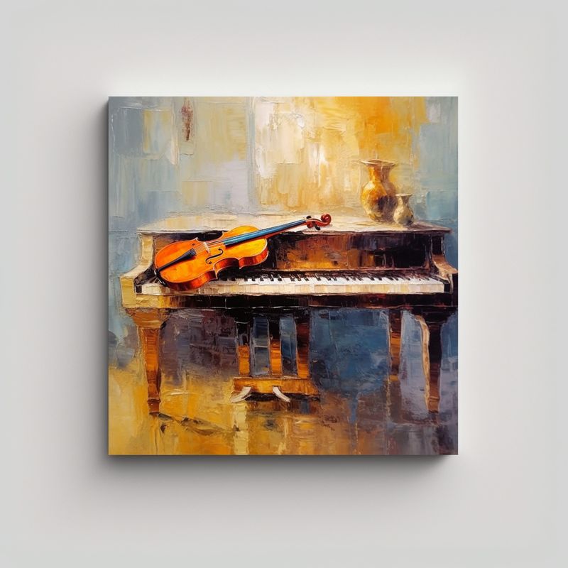 GENERICO - Cuadro Expresión Hogar Deco Con Violín En La 90x90 Cm