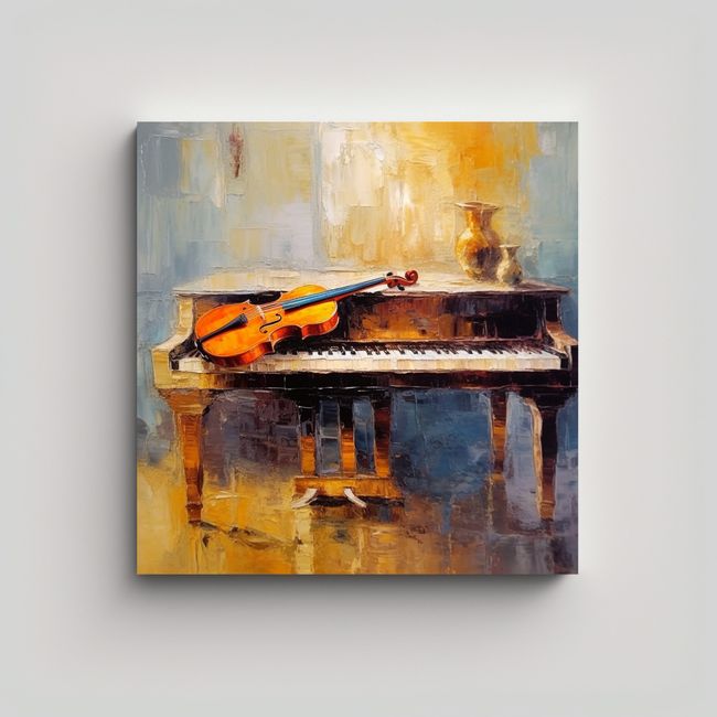 GENERICO - Cuadro Expresión Hogar Deco Con Violín En La 70x70 Cm