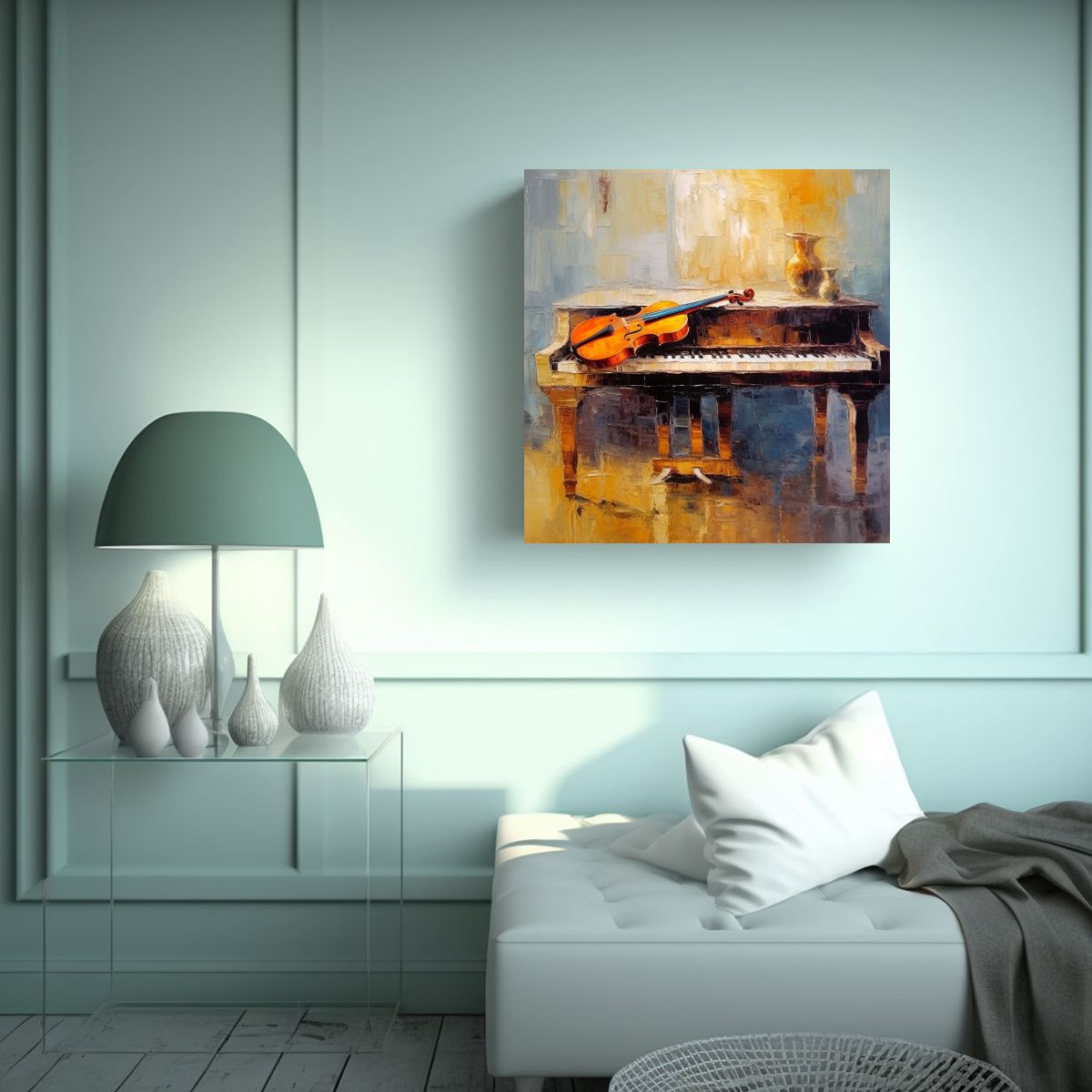 GENERICO - Cuadro Expresión Hogar Deco Con Violín En La 70x70 Cm