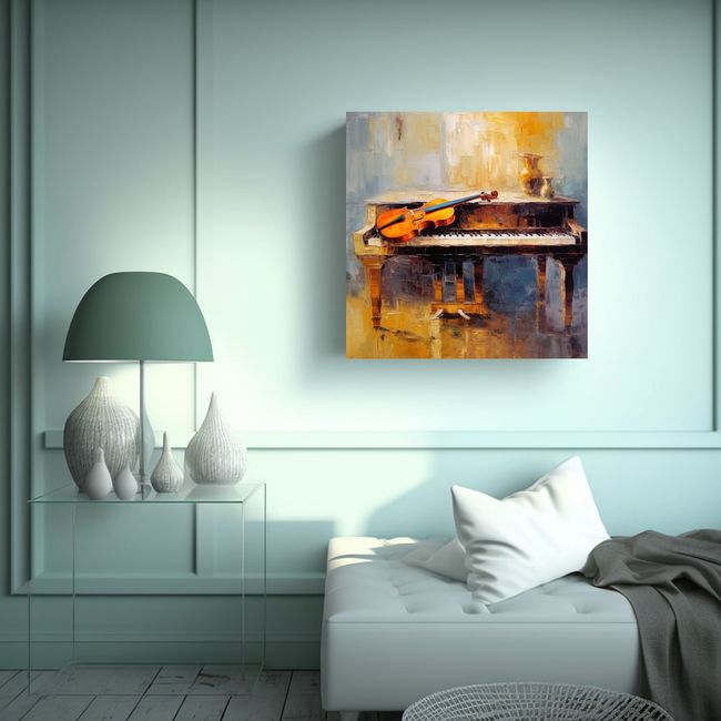 GENERICO - Cuadro Expresión Hogar Deco Con Violín En La 70x70 Cm