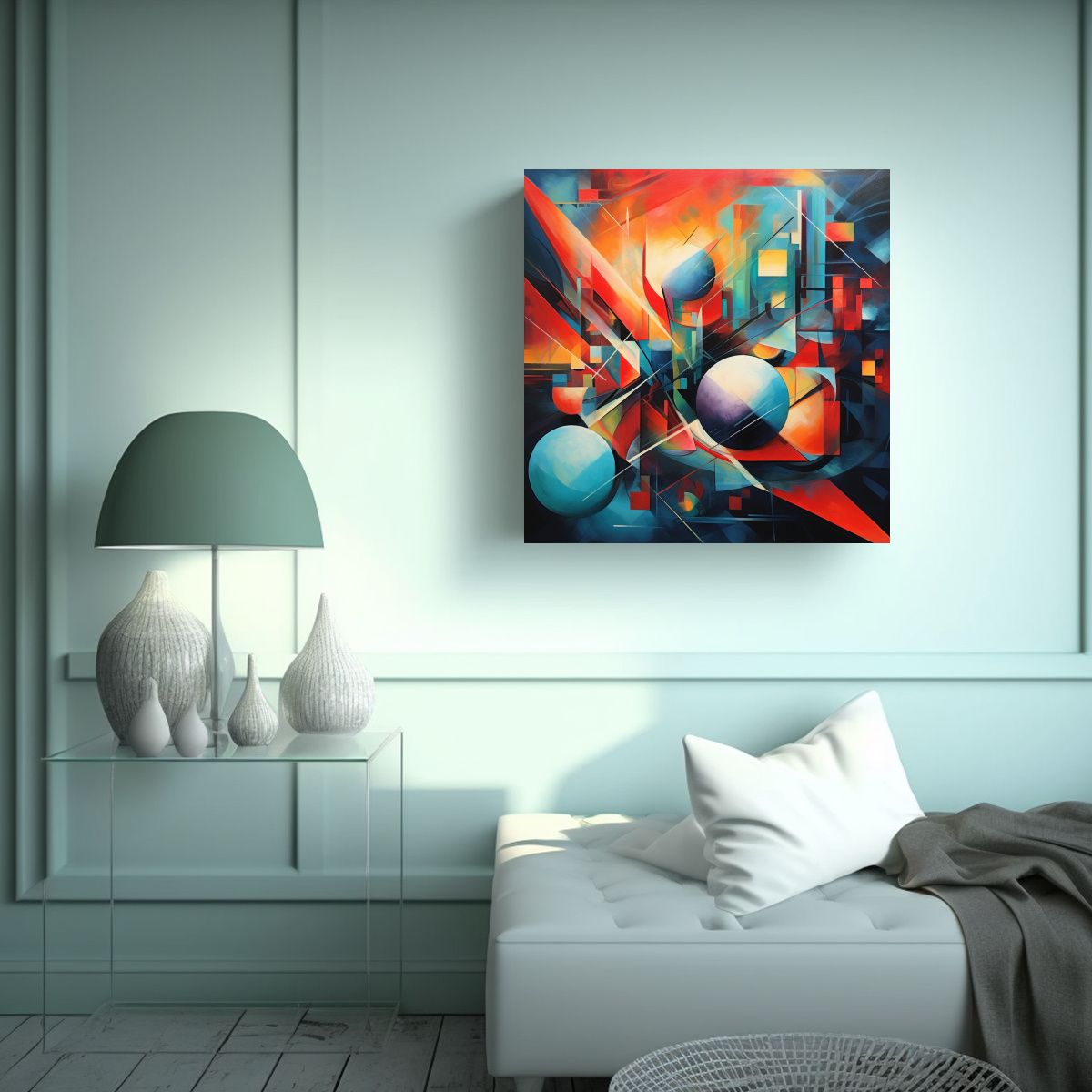 GENERICO - Cuadro Concepto Espacio: Composición Dinámica 90x90 Cm