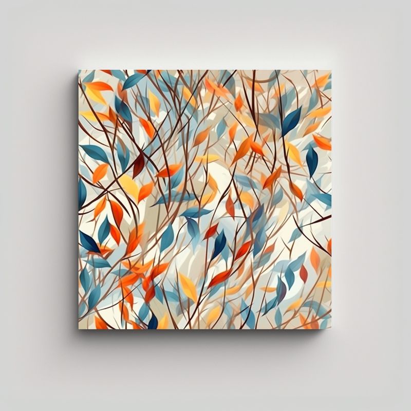 GENERICO - Lienzo Con Ramas Y Hojas Al Viento En Estilo 90x90 Cm