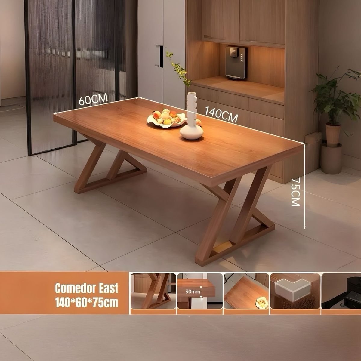 LUBABYCAS - Comedor de Madera 140x60x75cm Últra Elegante LuBabycas