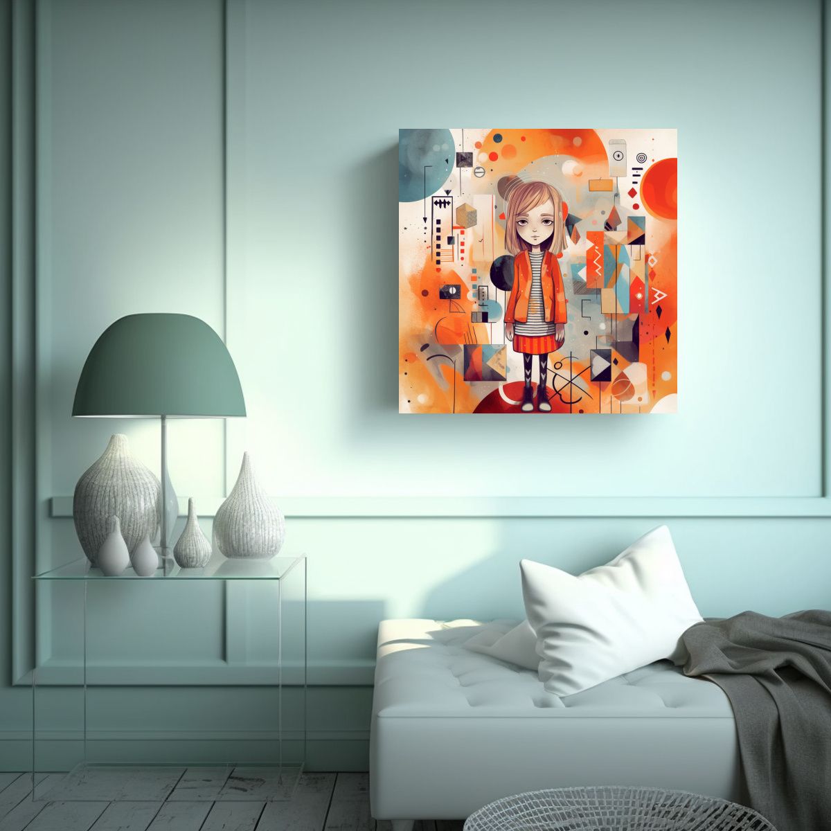 GENERICO - Cuadro De Tela Con Líneas Multicolores Y Una 80x80 Cm