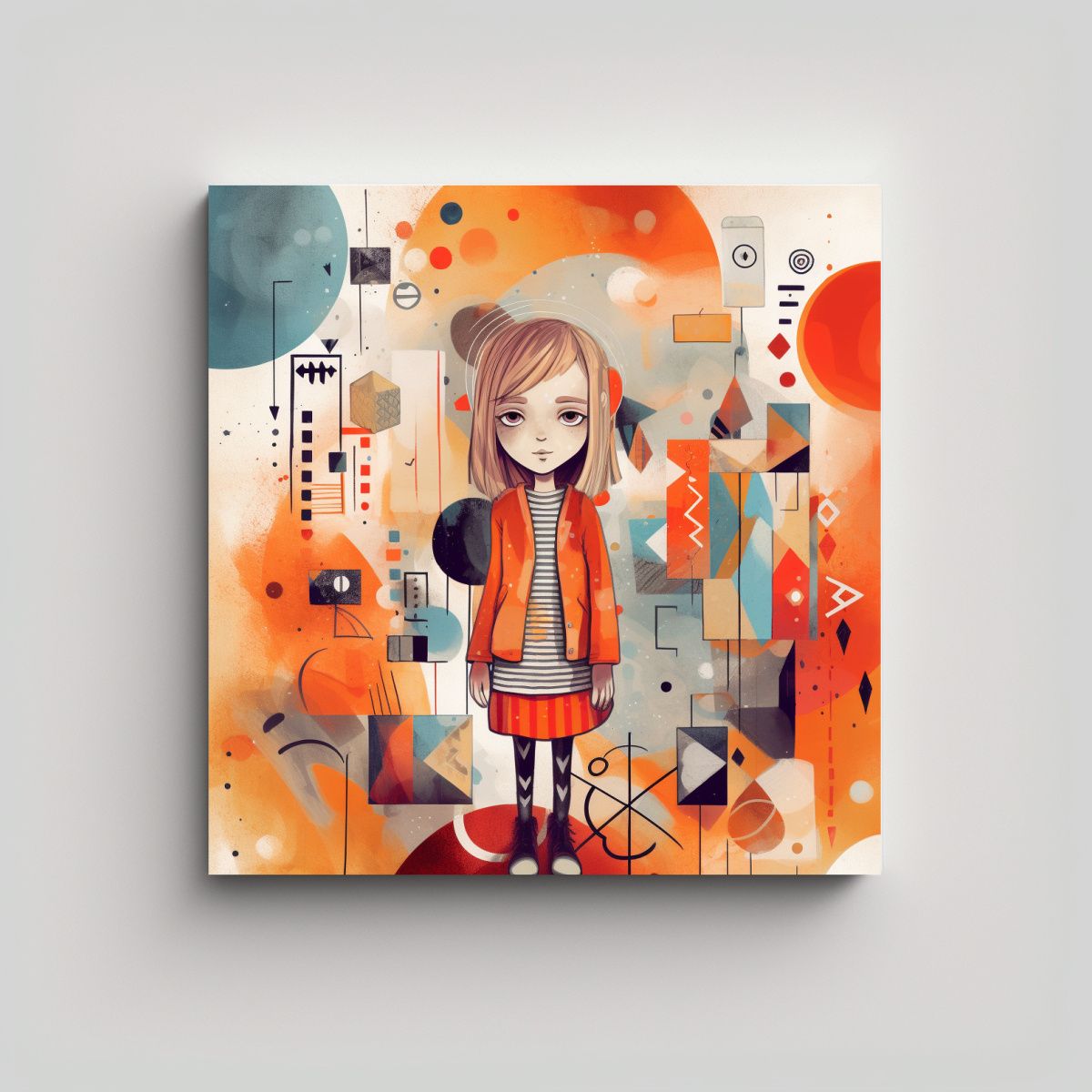 GENERICO - Cuadro De Tela Con Líneas Multicolores Y Una 90x90 Cm