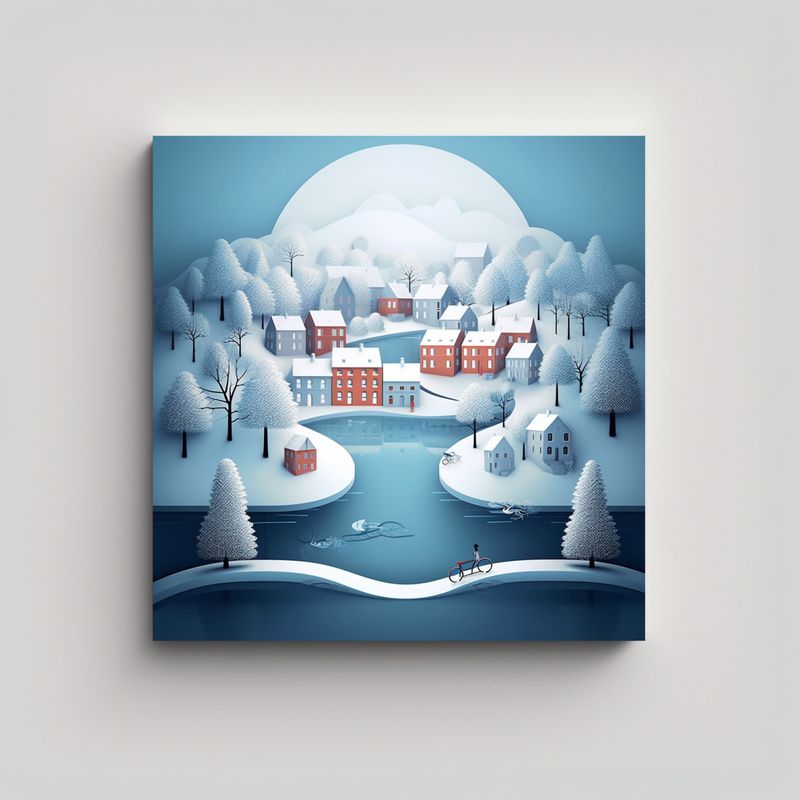 GENERICO - Cuadro Cuadrado Minimalismo Papercut Decoración 90x90 Cm