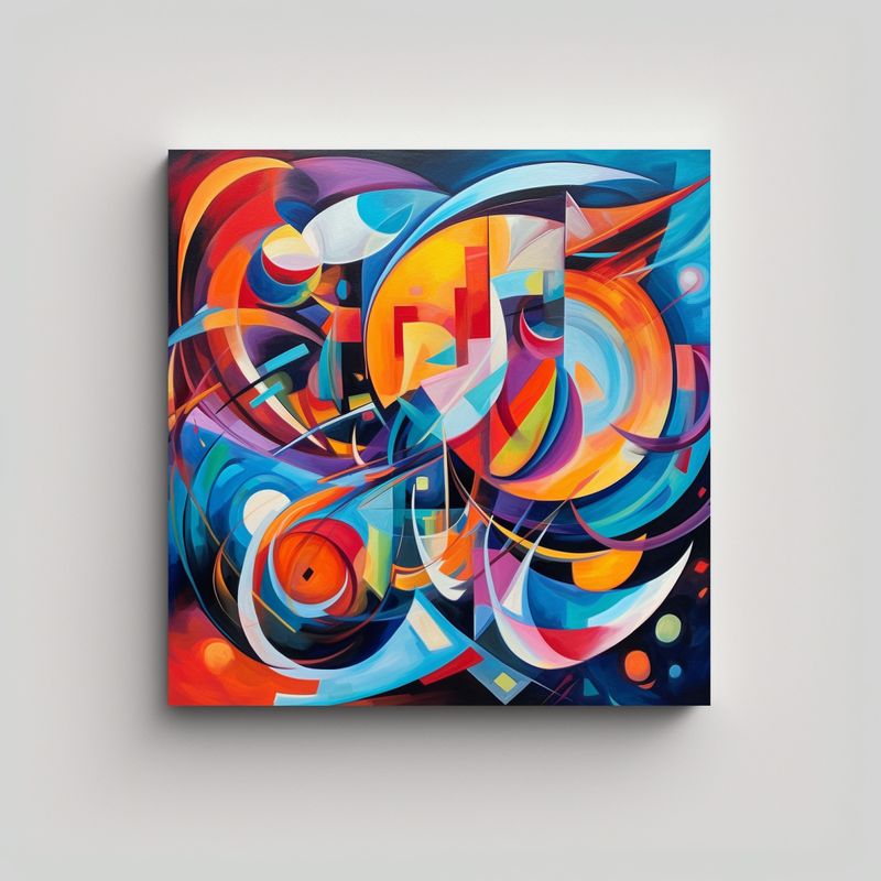 GENERICO - Pintura Mural Abstracta Con Formas Y Colores 60x60 Cm