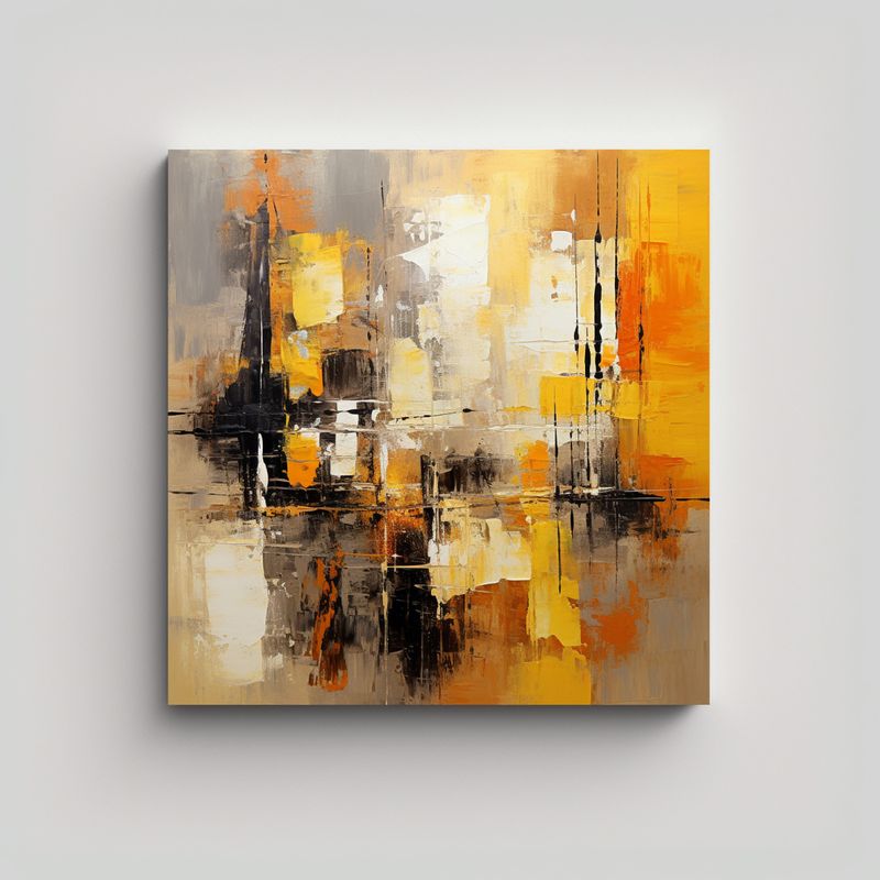 GENERICO - Pintura Abstracta Moderna Colores Detalles Arte 70x70 Cm