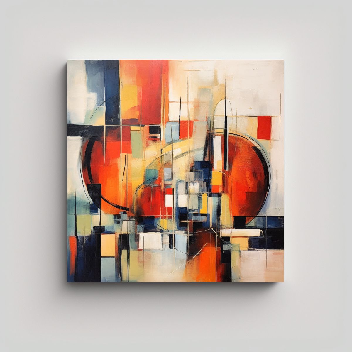 GENERICO - Pintura Abstracta Tonos Exuberantes Estilo 80x80 Cm