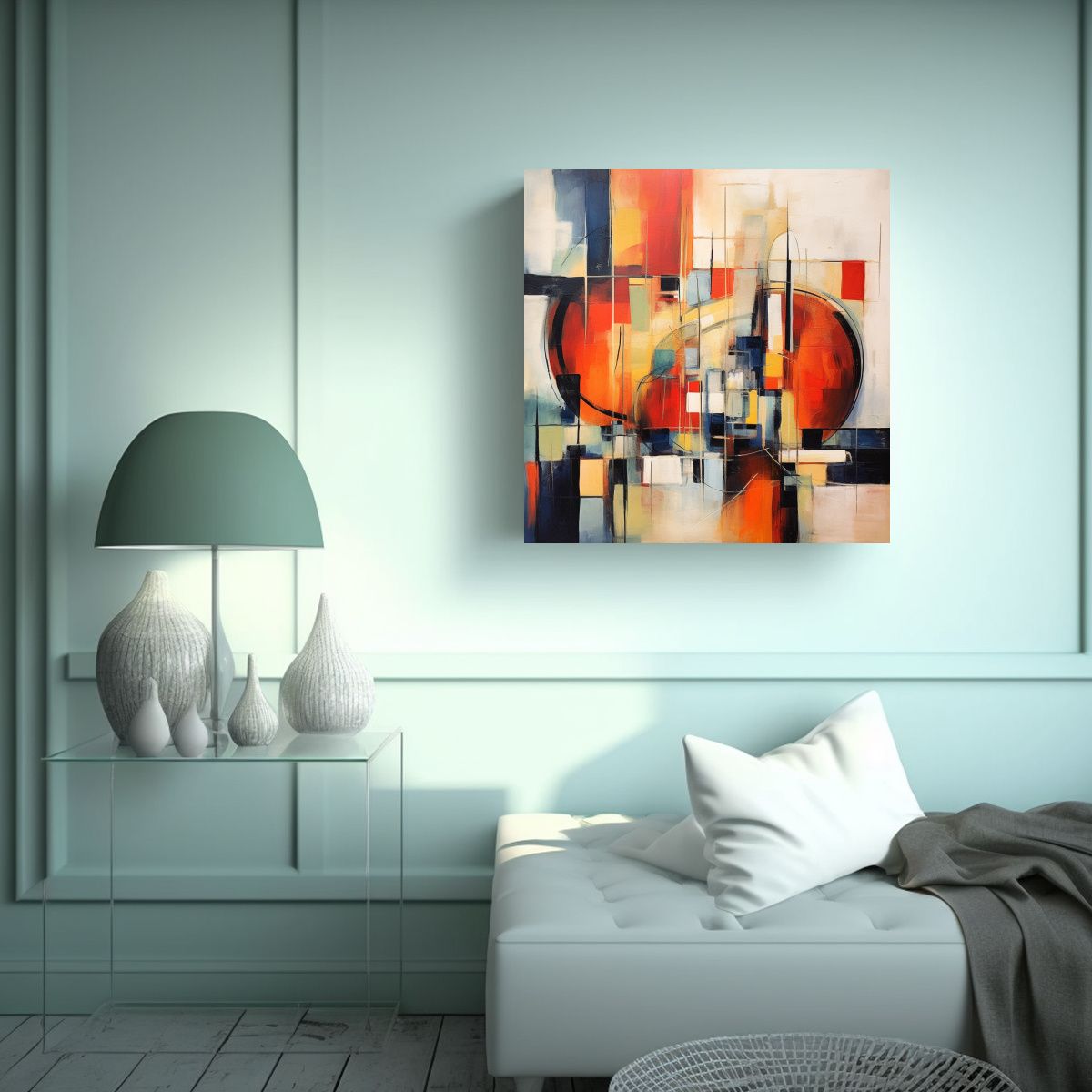 GENERICO - Pintura Abstracta Tonos Exuberantes Estilo 80x80 Cm