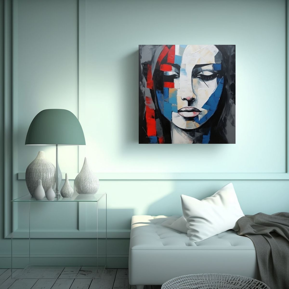 GENERICO - Lienzo De Tela Espectacular Mural Mujer Triste 70x70 Cm