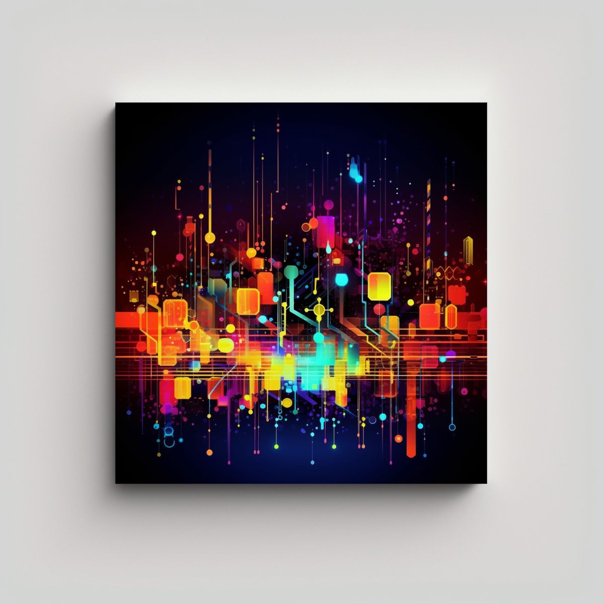 GENERICO - Cuadro Conceptual Tecnología Colorido Fondo De 90x90 Cm