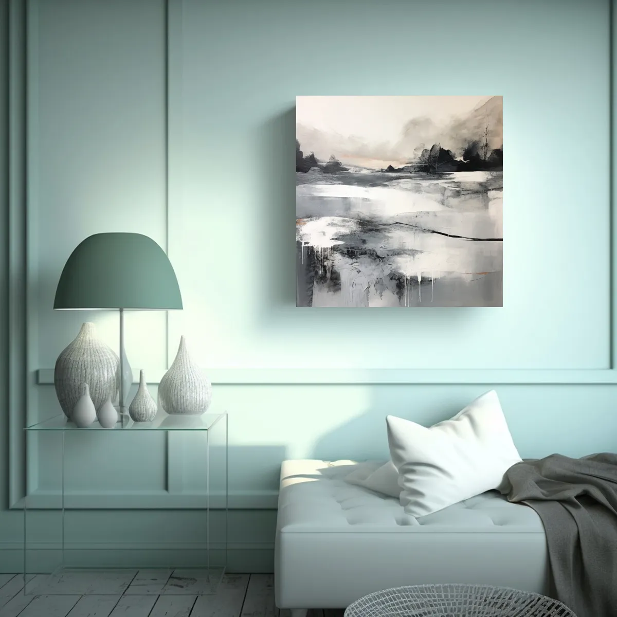GENERICO - Tela En Bastidor Moderna Paisaje Abstracto De 90x90 Cm