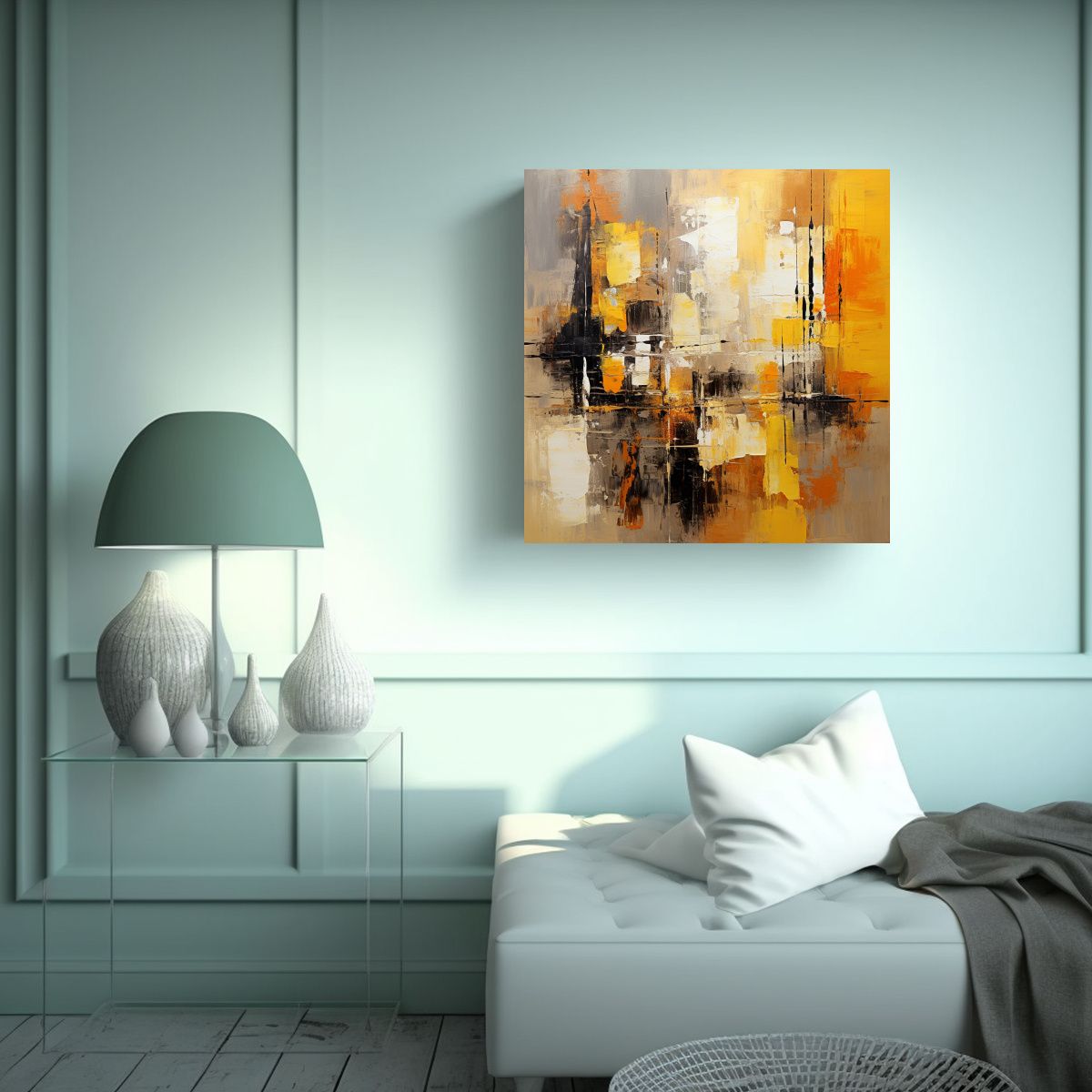 GENERICO - Pintura Abstracta Moderna Colores Detalles Arte 80x80 Cm
