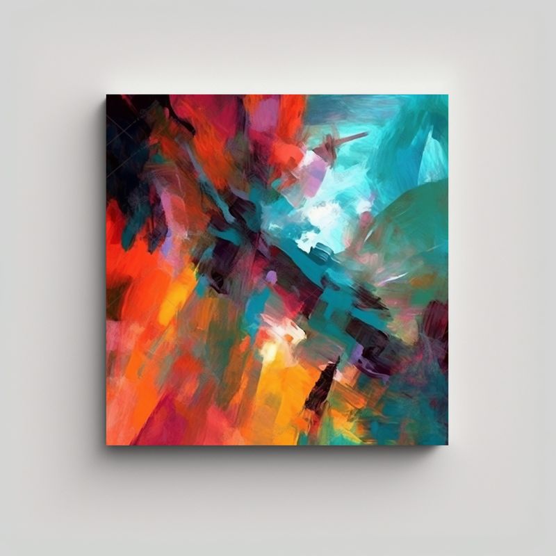GENERICO - Cuadro Vanguardia Bastidor Madera Pintura 90x90 Cm