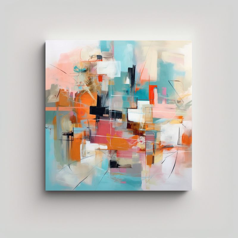 GENERICO - Cuadro Abstracto En Colores Pastel Estilo Li 70x70 Cm
