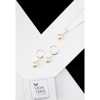 Imagen 2 del producto Conjunto Pearl Con Baño de Oro Blanco creado con Perlas de Swarovski® Cream