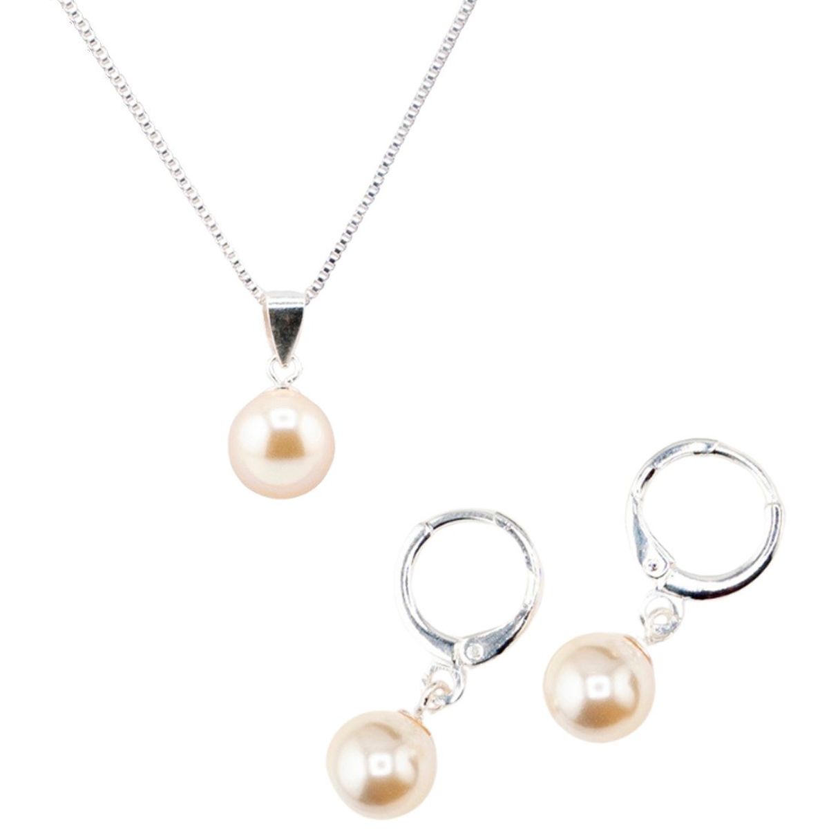 JOYAS MONTERO - Conjunto Pearl Con Baño de Oro Blanco creado con Perlas de Swarovski® Cream