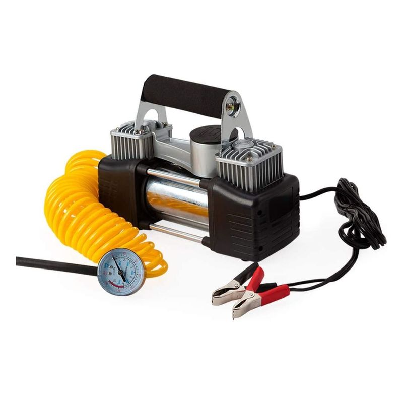 IMPORTCLICK - Compresor Aire Para Auto Metálico Doble Cilindro Retráctil