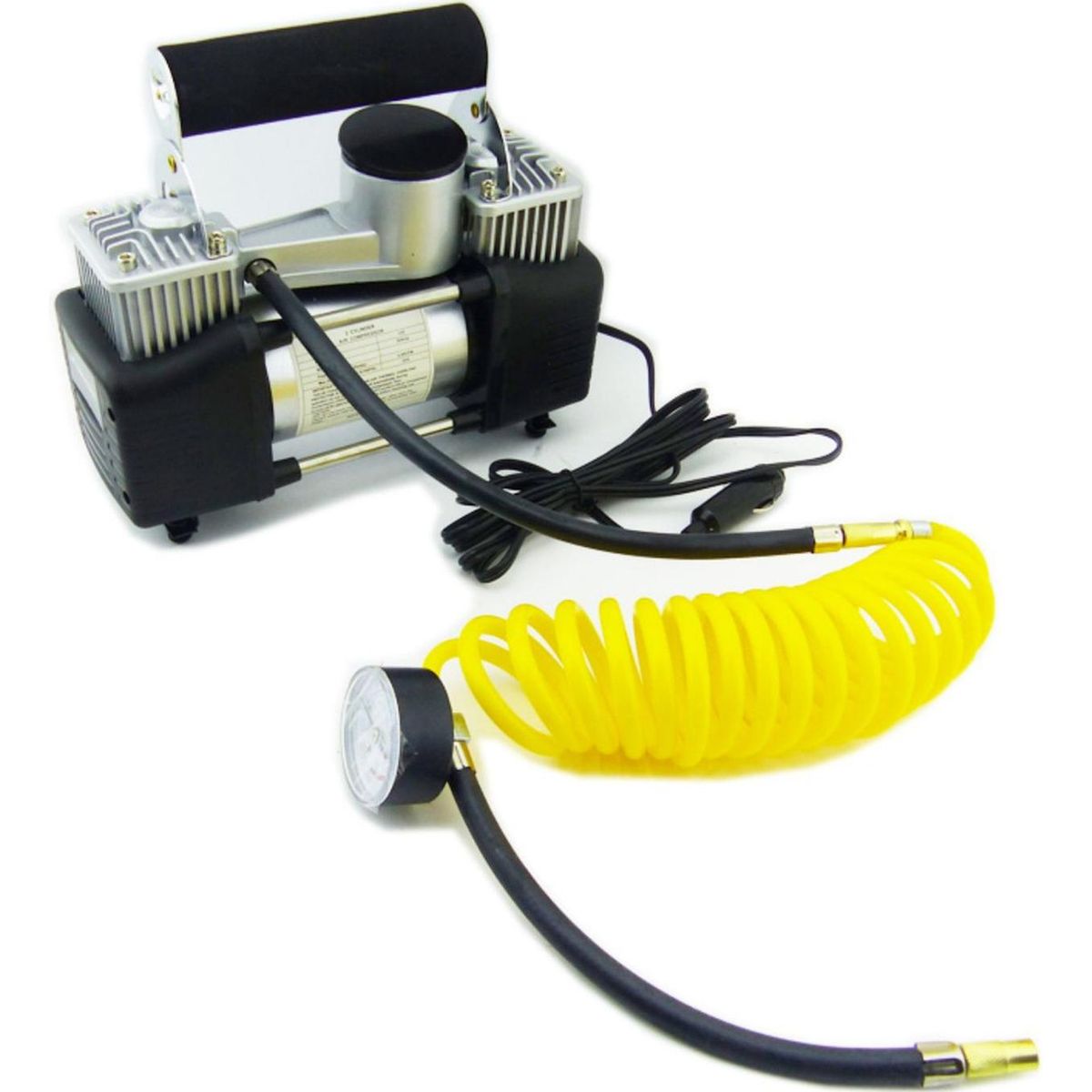 IMPORTCLICK - Compresor Aire Para Auto Metálico Doble Cilindro Retráctil