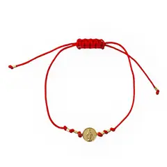 ANDREA COGGIOLA JOYAS - Pulsera Virgen De Los Rayos Enchapado Oro 18K Cordón Rojo Ajustable