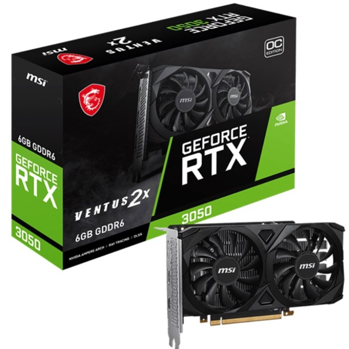 MSI - Tarjeta de video - MSI GeForce RTX 3050 VENTUS 2X 6G OC - 6 GB
