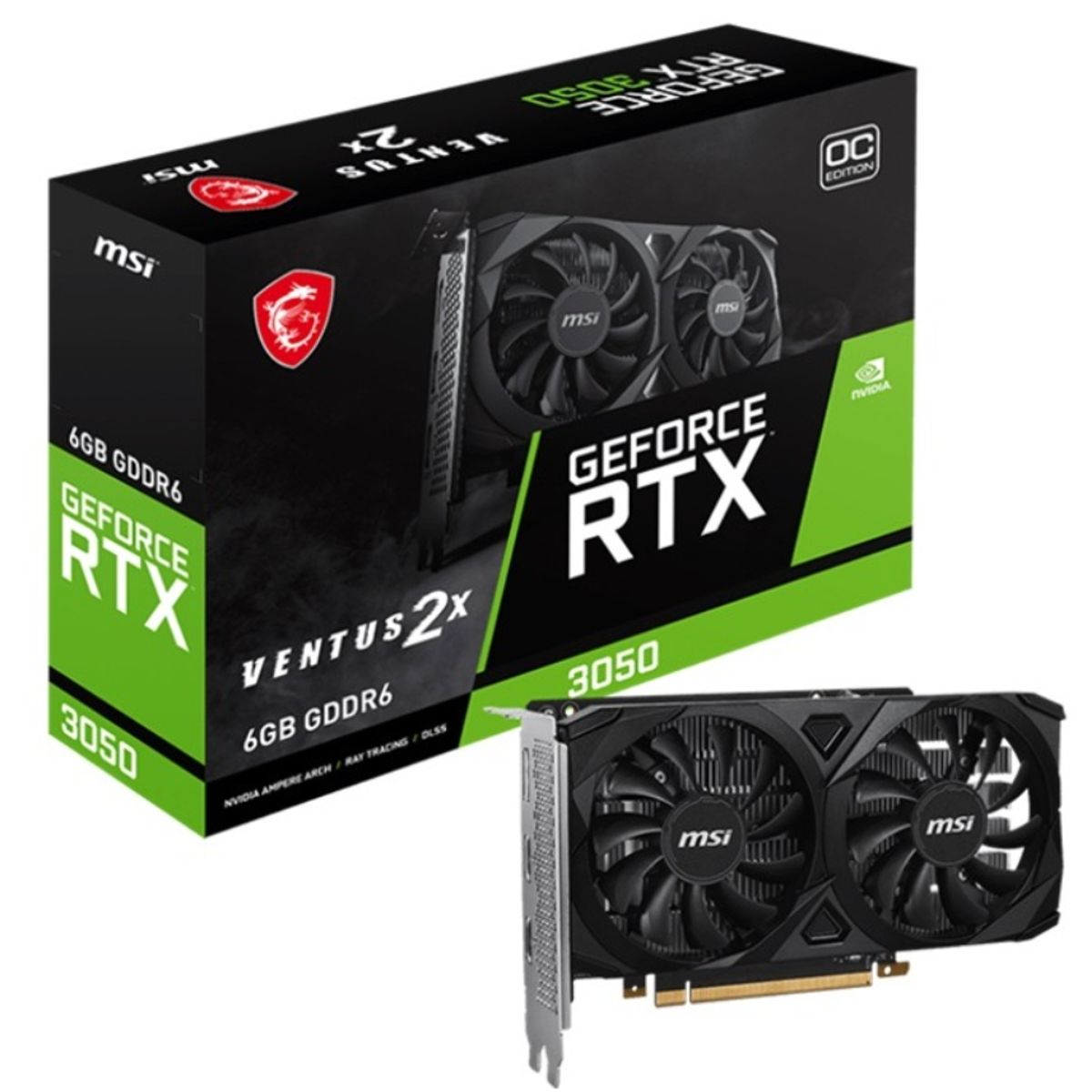 MSI - Tarjeta de video - MSI GeForce RTX 3050 VENTUS 2X 6G OC - 6 GB