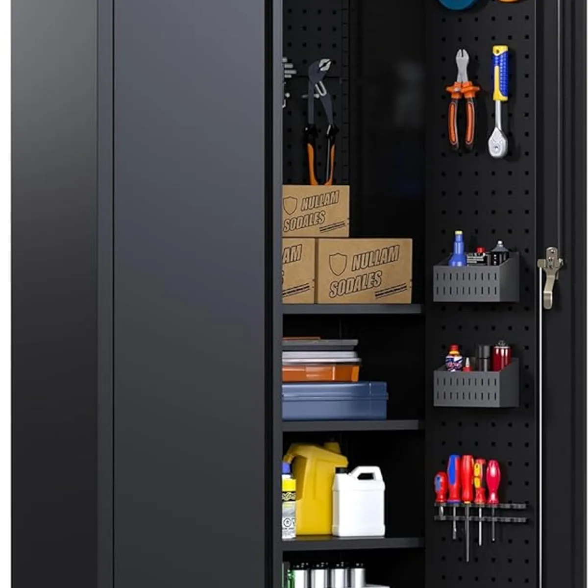 GENERICO - Armario Metálico Alto 5 Niveles Accs. Panel de Herramienta - Linea Black TC-02