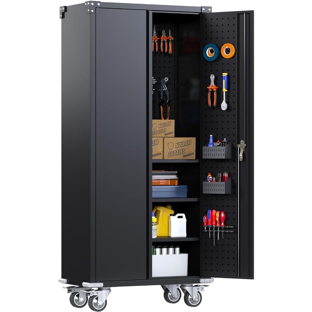 GENERICO - Armario Metálico Alto 5 Niveles Accs. Panel de Herramienta - Linea Black TC-02