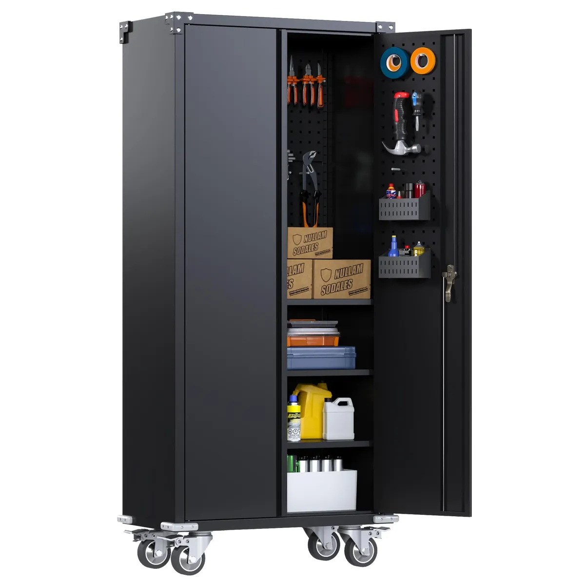 GENERICO - Armario Metálico Alto 5 Niveles Accs. Panel de Herramienta - Linea Black TC-02