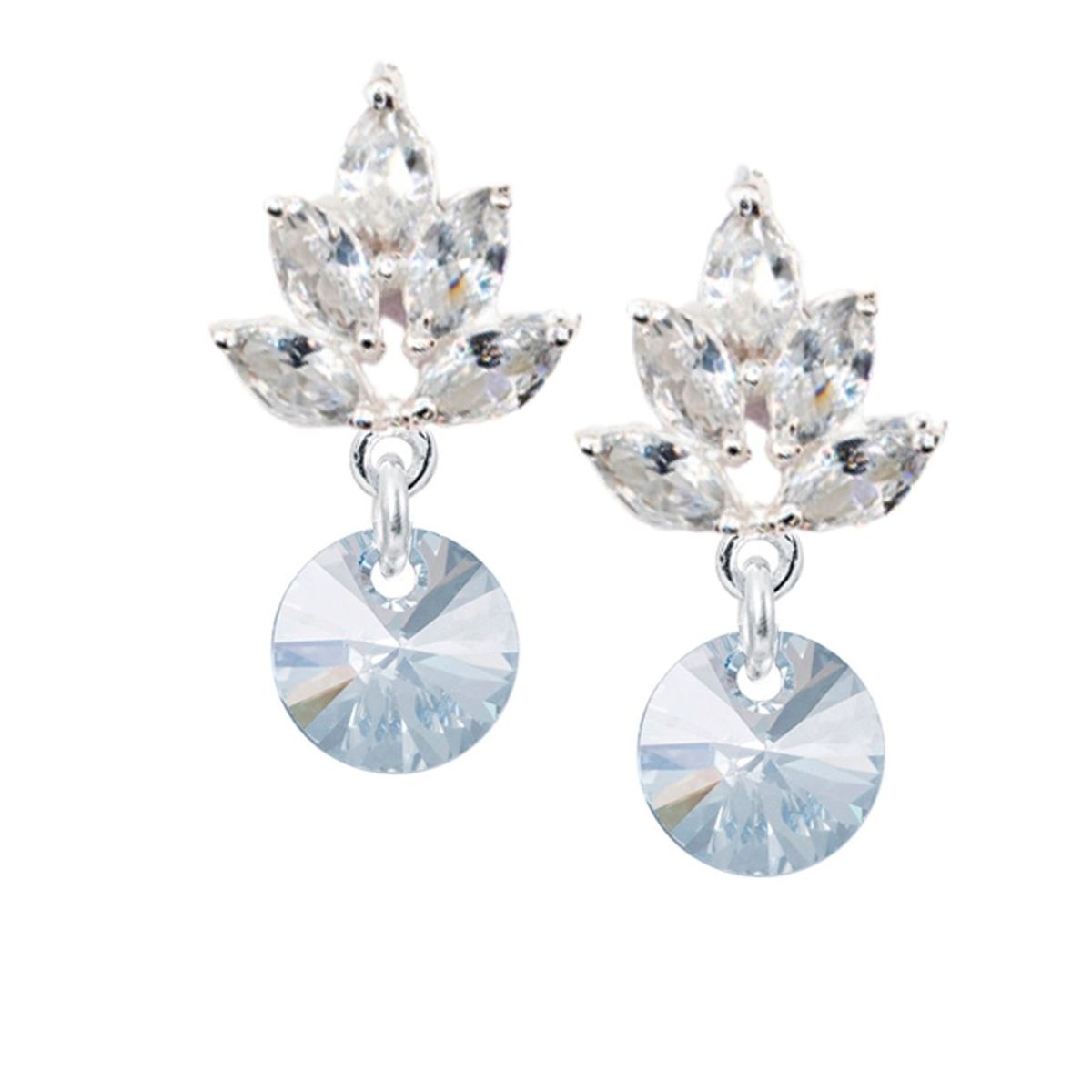 JOYAS MONTERO - Aros Penelope Baño Oro Blanco creado cristales de Swarovski® Blue Shade