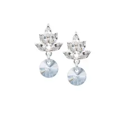 JOYAS MONTERO - Aros Penelope Baño de Oro Blanco y Cirstal Genuino Blue Shade