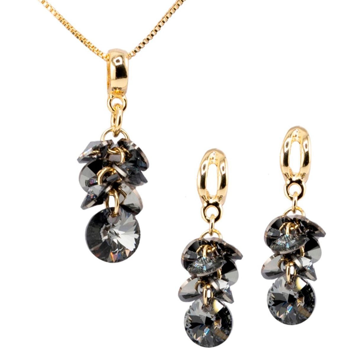 JOYAS MONTERO - Conjunto Serena Gold Baño de Oro 24k creado con cristales de Swarovski® Silver Night
