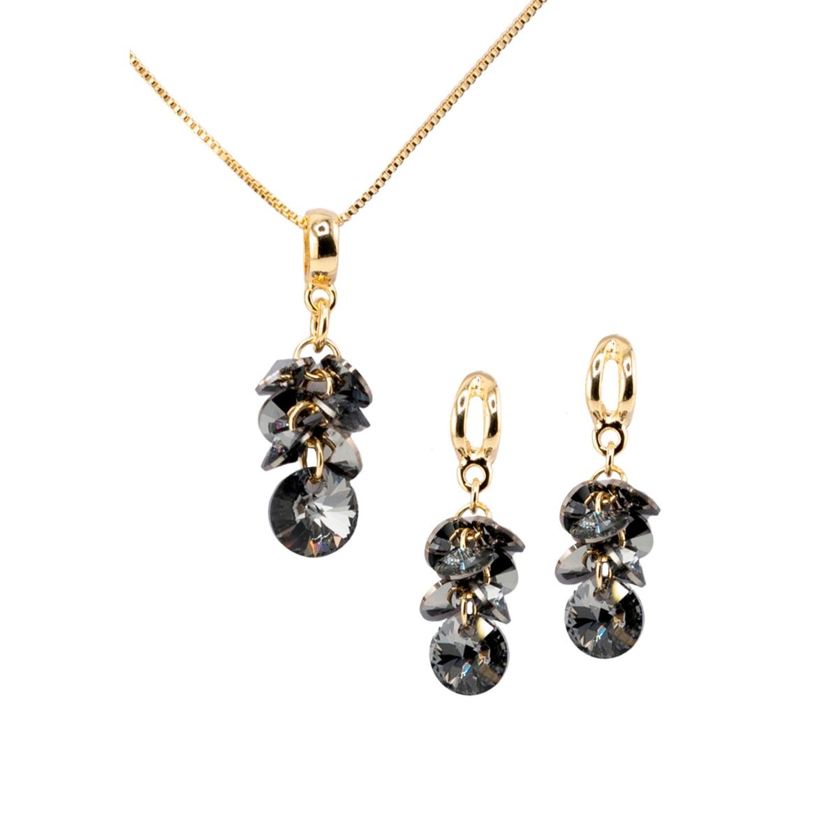 JOYAS MONTERO - Conjunto Serena Gold Baño de Oro 24k creado con cristales de Swarovski® Silver Night