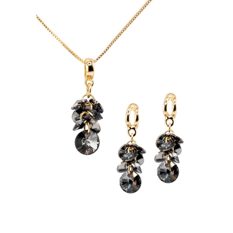JOYAS MONTERO - Conjunto Serena Gold Baño de Oro 24k y Cristales Silver Night