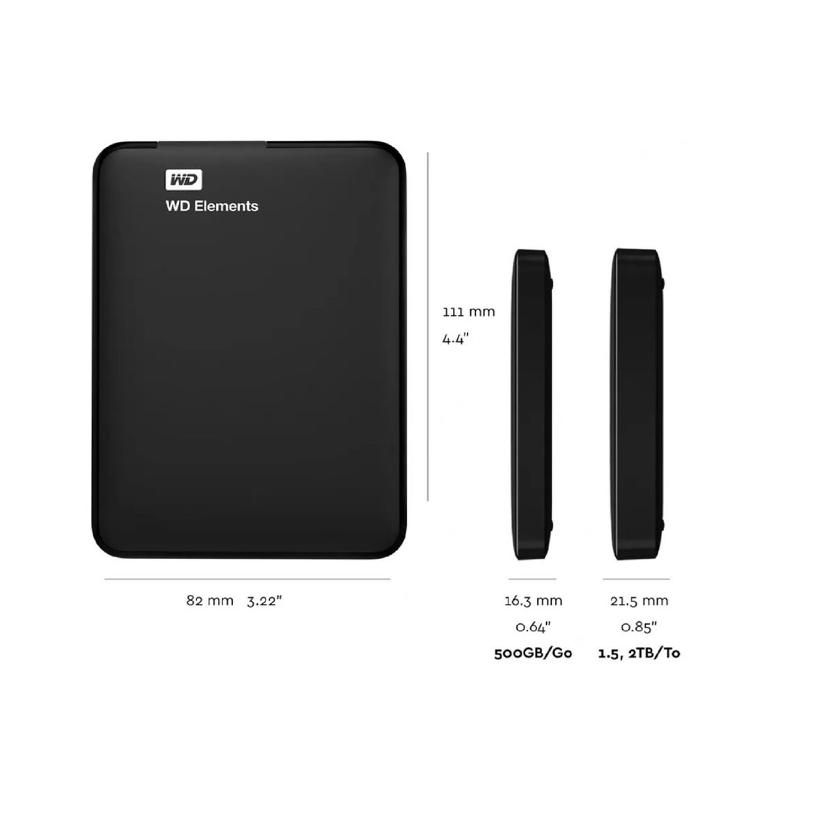 WESTERN DIGITAL - Disco Duro Externo Western Digital Elements 2tb - Negro