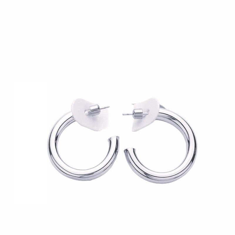 VANE COLLECTION - Aros argollas mujer 2.9 cms acero baño rodio