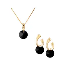 JOYAS MONTERO - Conjunto Fernanda Gold 24K creado con cristales de Swarovski® Jet