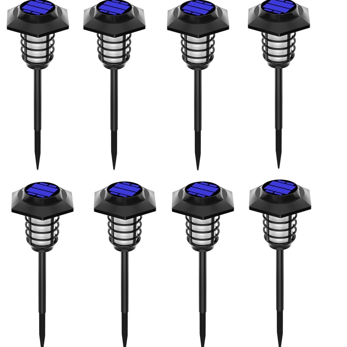 GENERICO - Pack x8 Antorcha Solar Hexagonal Luces Led De Césped Tierra Jardin