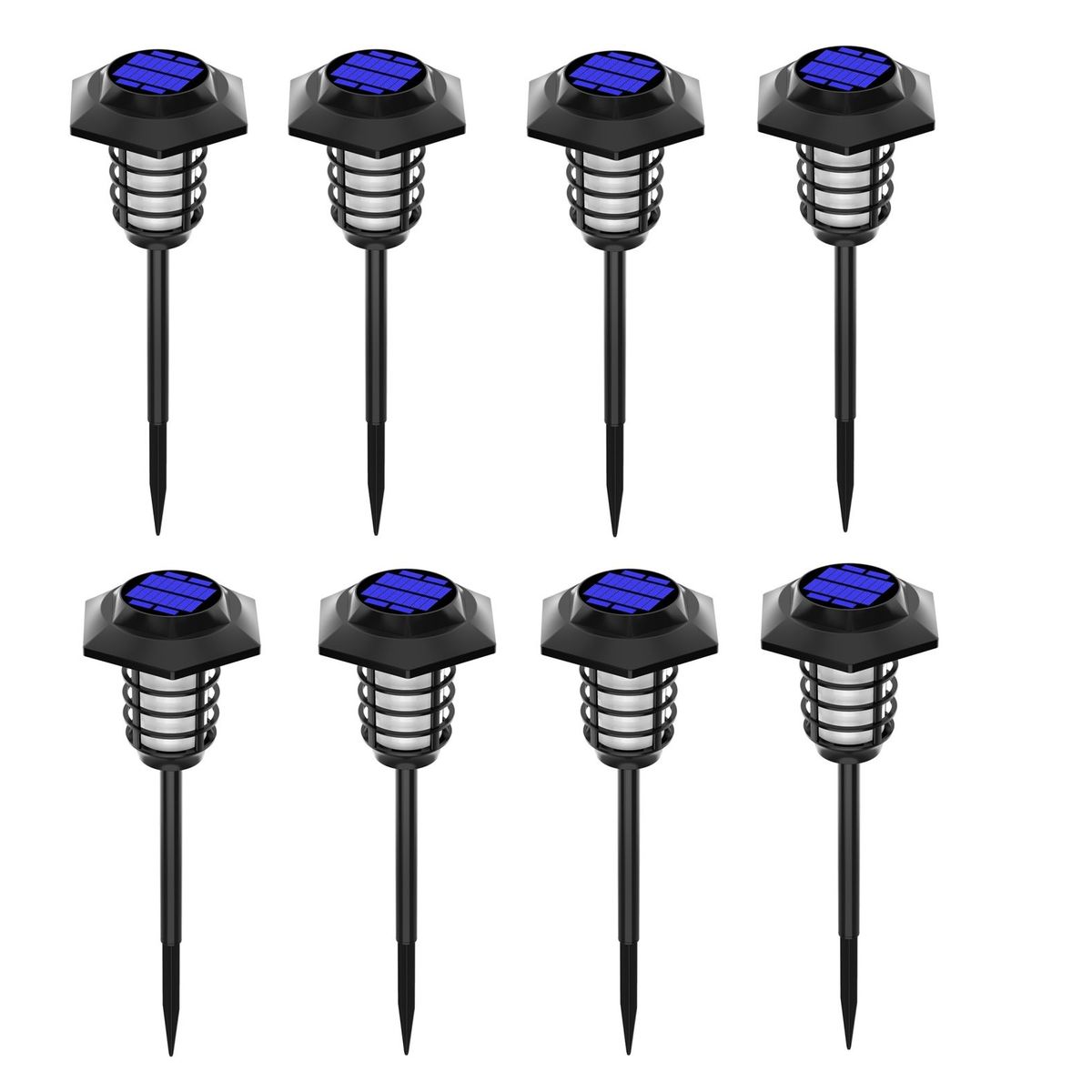 GENERICO - Pack x8 Antorcha Solar Hexagonal Luces Led De Césped Tierra Jardin