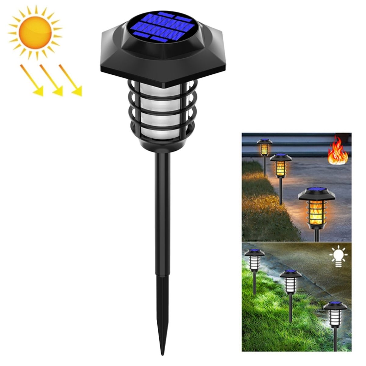 GENERICO - Pack x8 Antorcha Solar Hexagonal Luces Led De Césped Tierra Jardin