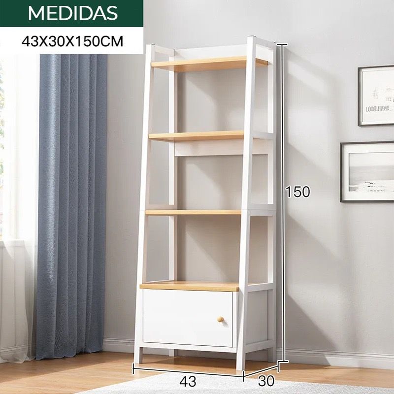 CASA BELLA - Estantería Metálica Blanca 3 Niveles con Cajones