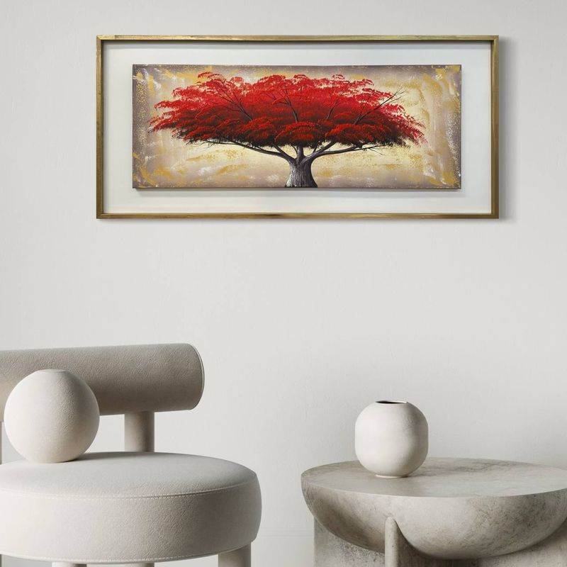 DEKAM DISEÑO - CUADRO ARBOL ROJO PINTADO OLEO   146x66 CMS