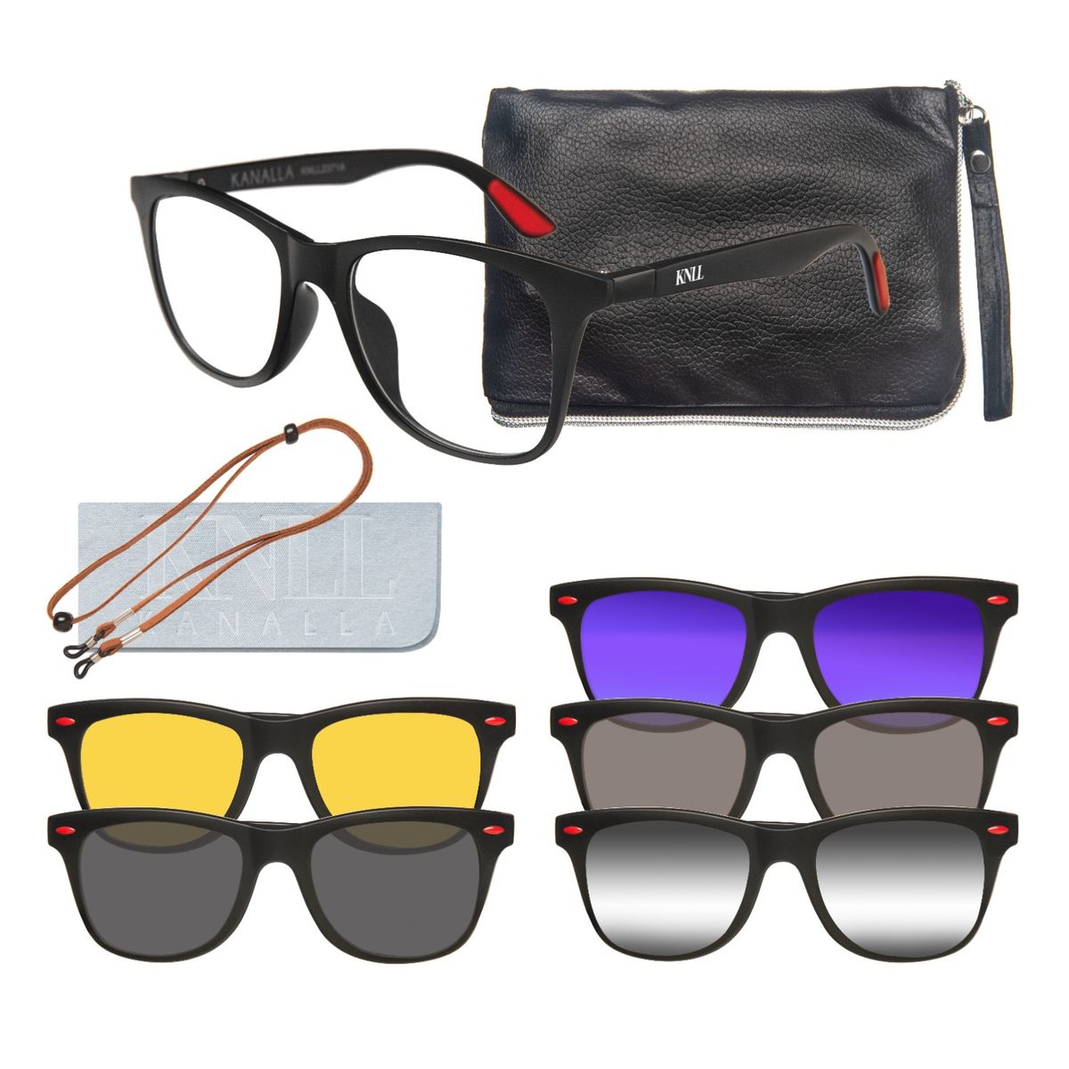 KANALLA - Marco optico unisex + 5 clip on de sol Multicolor