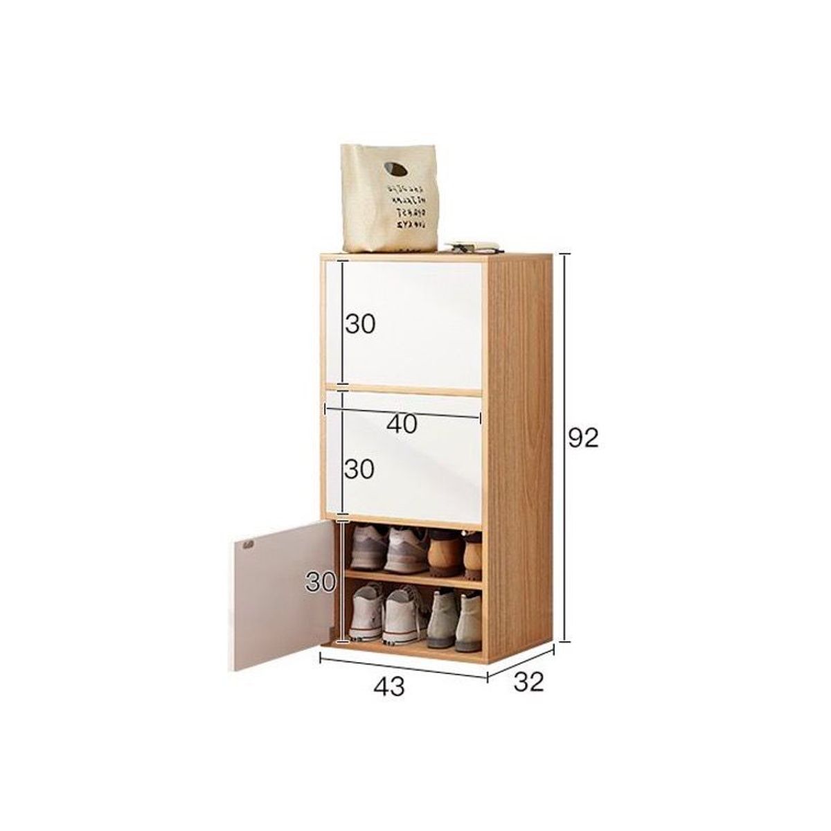 CASA BELLA - ZAPATERO ORGANIZADOR 3 PUERTAS 6 NIVELES NOGAL CLARO ZT9