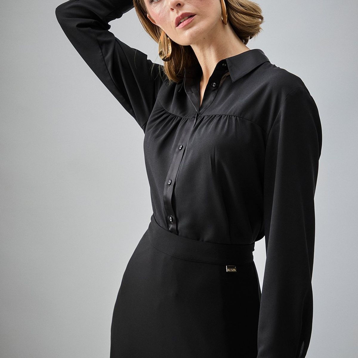 MA GRIFFE - Blusa Manga Larga Negro Mujer Magriffe