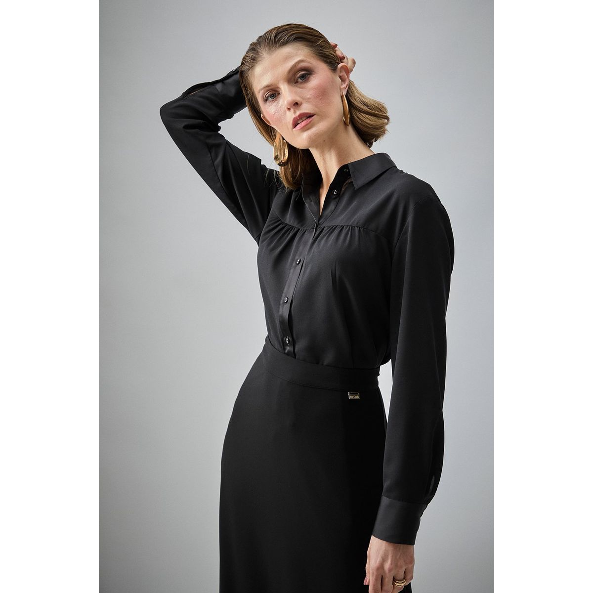 MA GRIFFE - Blusa Manga Larga Negro Mujer Magriffe