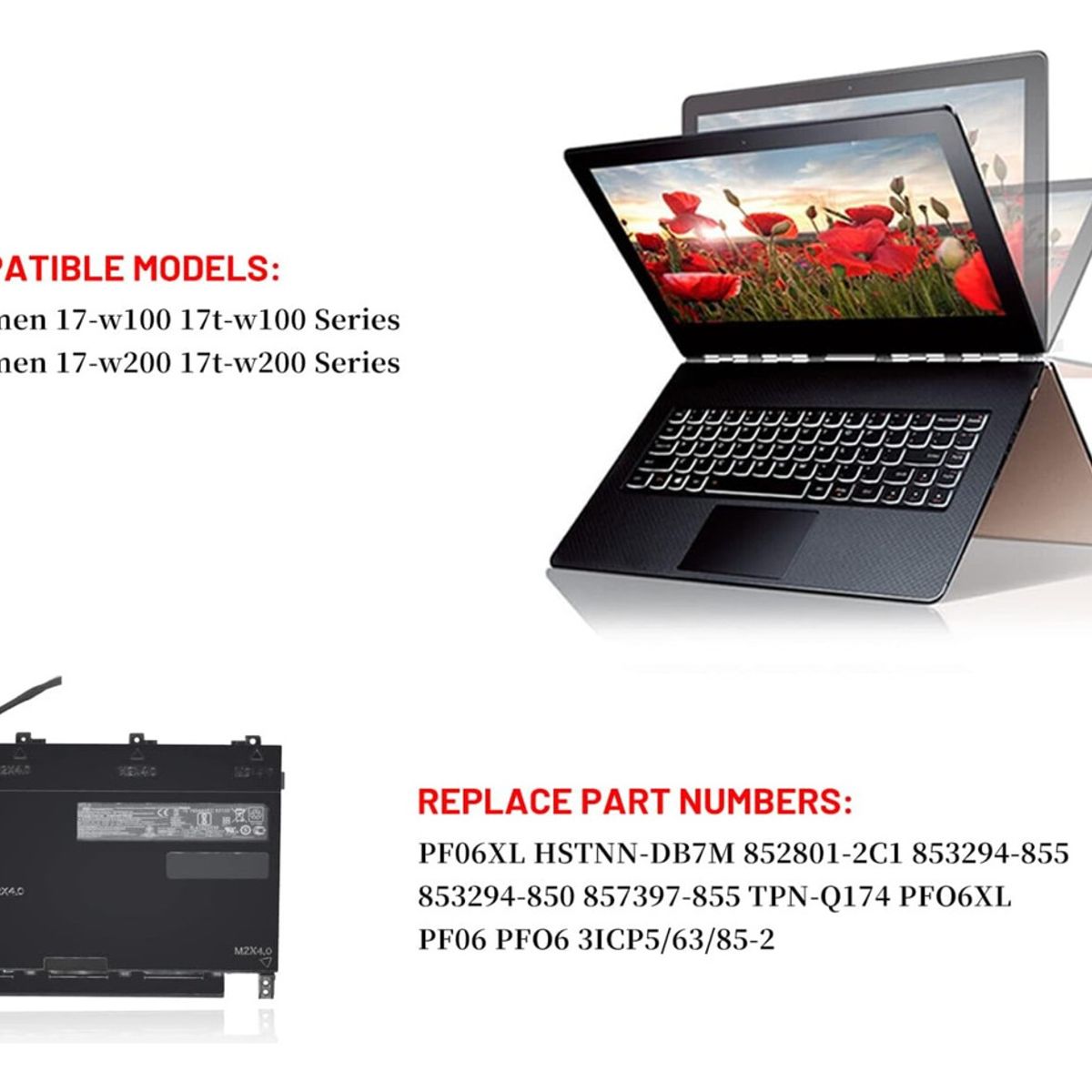 GENERICO - Bateria pf06xl Para Hp Omen 17-w100 17-w110ng 17-w120tx